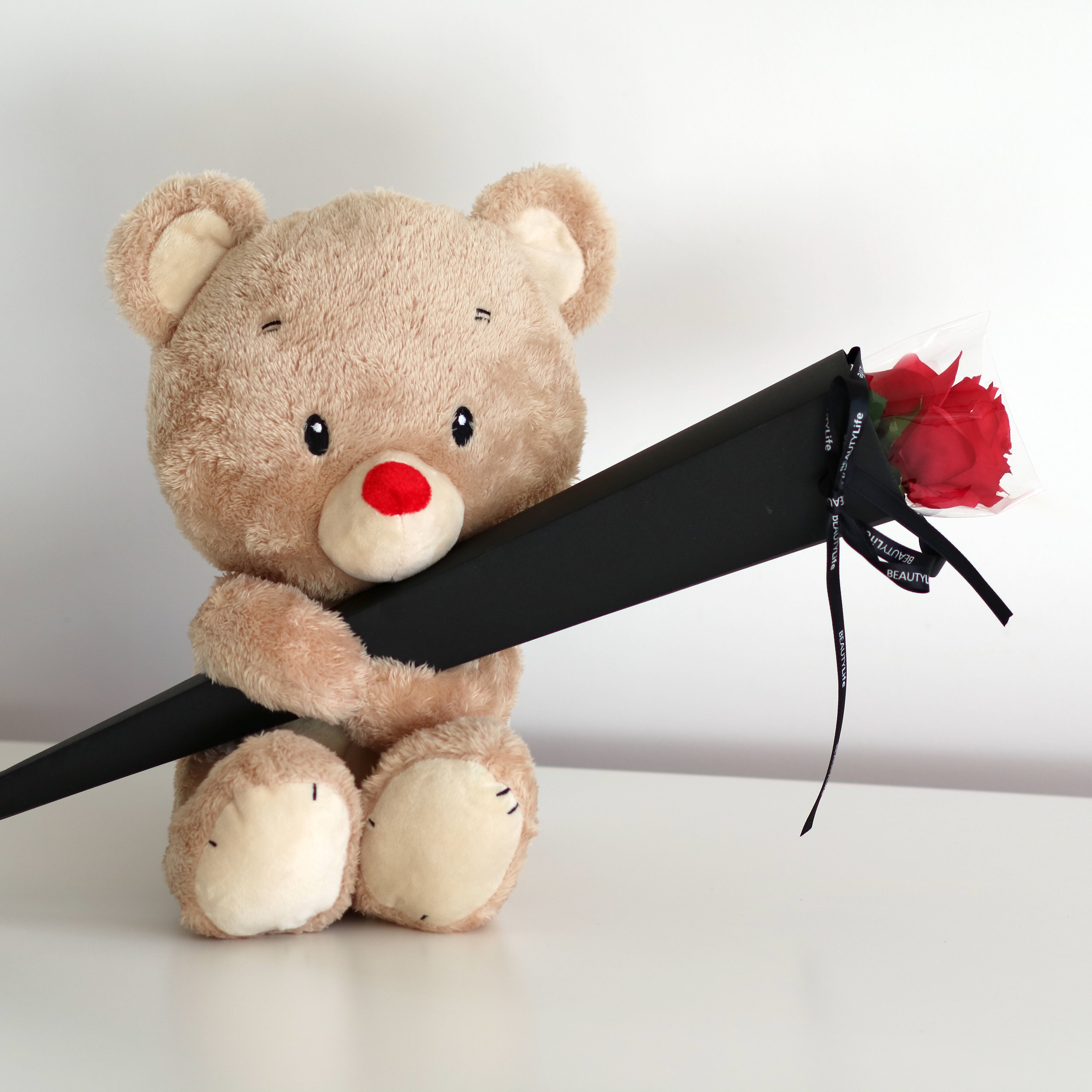 Adoration Bear and Silk Red Rose