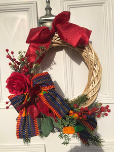 Kente Red, Orange and Blue Wreath was £18 now