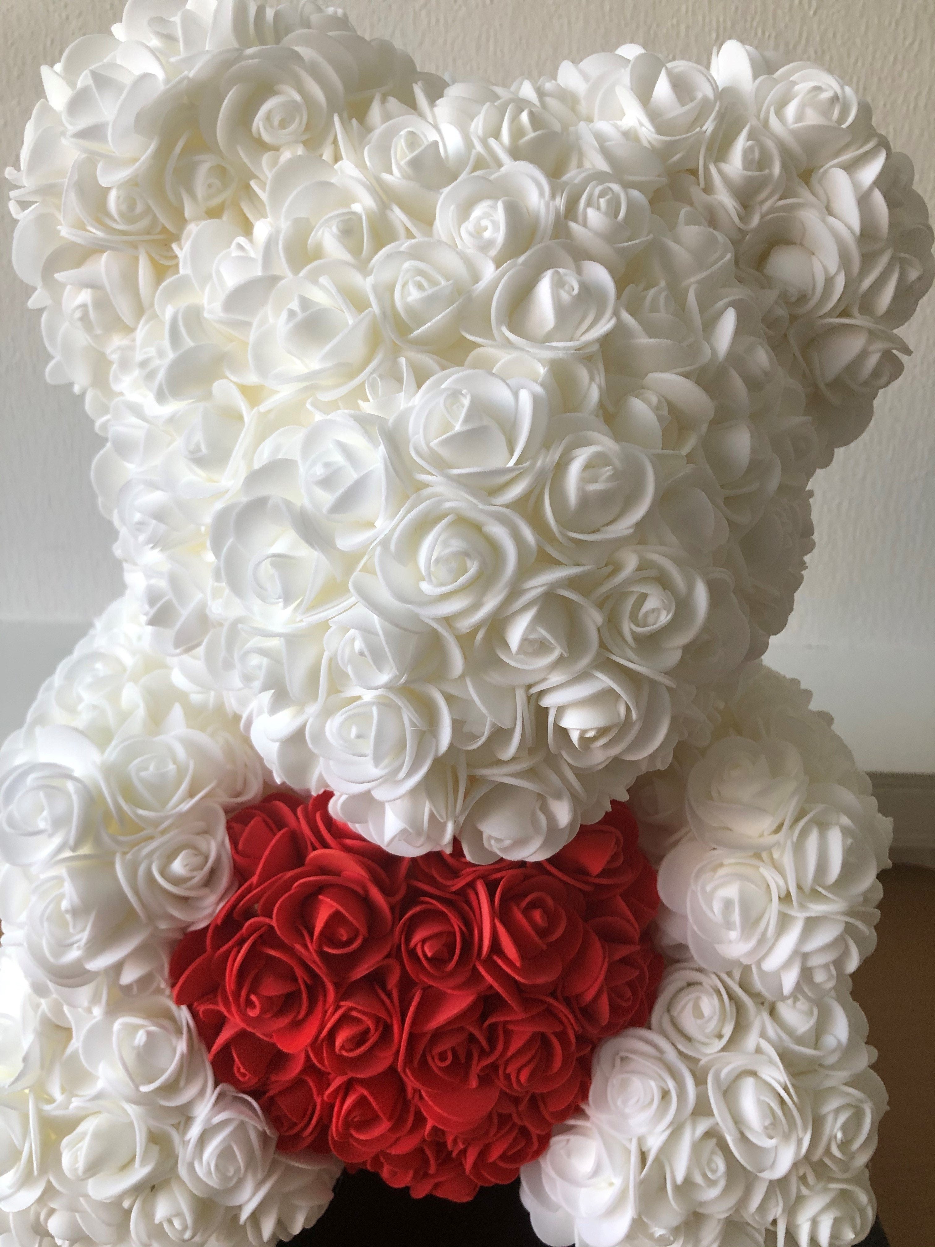 Cream Forever Bear With A Red Rose Heart